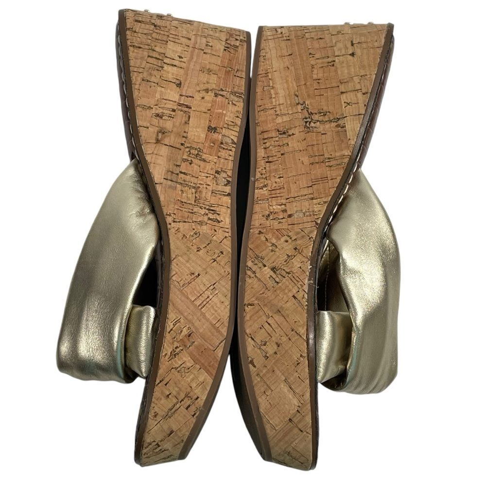 Sam Edelman Ramsey Wedge Sandal‎ in Metallic Gold Size US 7.5 EU 38 Shoes - Picture 4 of 7